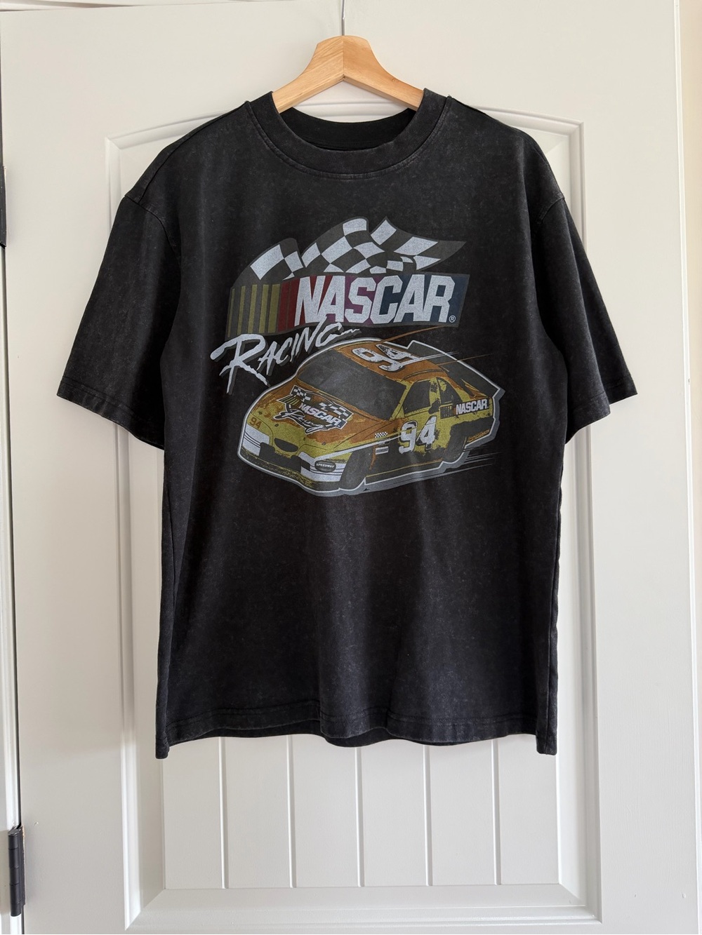 Nascar Racing Vintage Inspired Black Graphic Tee w Yellow Racing Car 94 Size S
